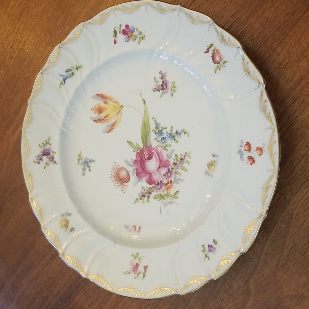 Vintage Dresden Floral Plate